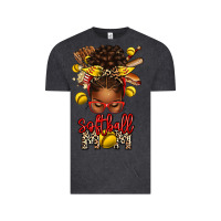 Vintage Black softball mom afro messy bun Vintage Tee - texasbilliewilder