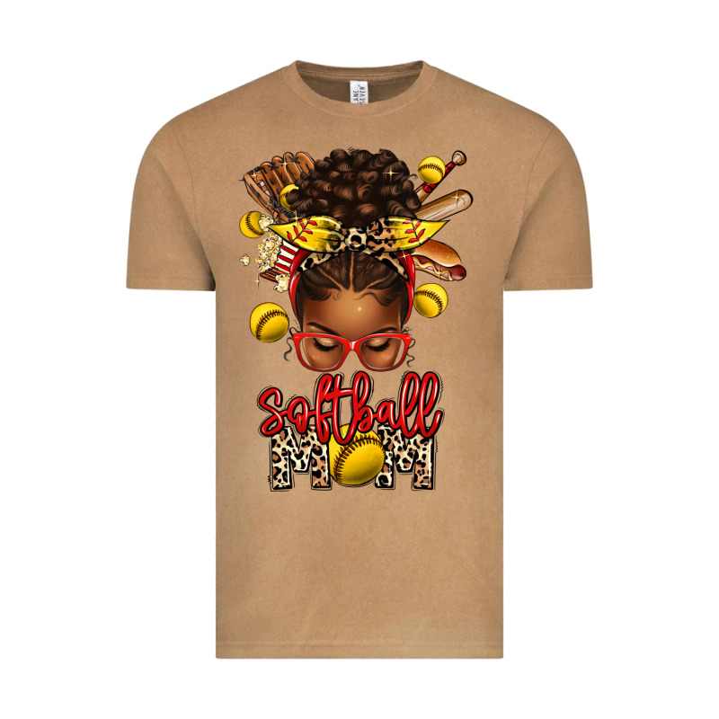Softball Mom Afro Messy Bun Vintage Tee by texasbilliewilder | Teevron