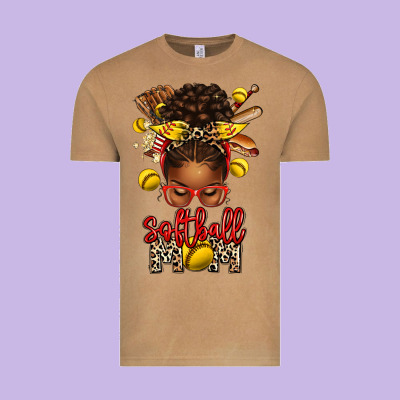 Softball Mom Afro Messy Bun Vintage Tee Designed By Texasbilliewilder