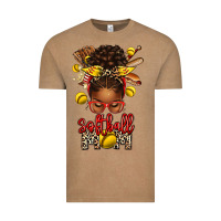 Vintage Coffee softball mom afro messy bun Vintage Tee - texasbilliewilder