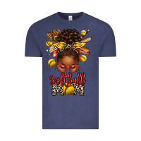Vintage Denim softball mom afro messy bun Vintage Tee - texasbilliewilder