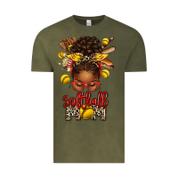 Vintage Olive softball mom afro messy bun Vintage Tee - texasbilliewilder