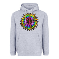 Heather Grey Peace Hippie Sunflower Heavyweight Hoodie - Jasminsmagicworld
