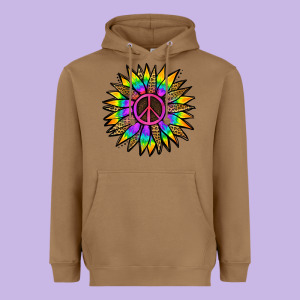 Peace Hippie Sunflower Heavyweight Hoodie Designed By Jasminsmagicworld