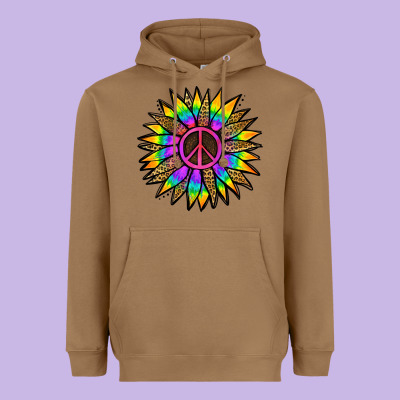 Peace Hippie Sunflower Heavyweight Hoodie Designed By Jasminsmagicworld