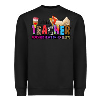 Black this teacher wears her heart on her sleeve Heavyweight Sweatshirt - Zillion Design Studio