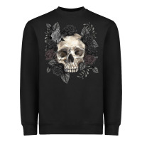 Black Floral skull Heavyweight Sweatshirt - RanaPortraitStore