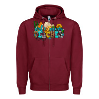 Burgundy wife mom teacher with sunflowers Zipper Hoodie - AdoDesignShop