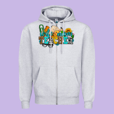 Wife Mom Teacher With Sunflowers Zipper Hoodie Designed By Adodesignshop