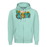 Seafoam wife mom teacher with sunflowers Zipper Hoodie - AdoDesignShop