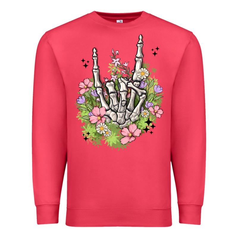 Skeleton Flowers Premium Sweatshirt by MaliasSmallBusiness | Teevron