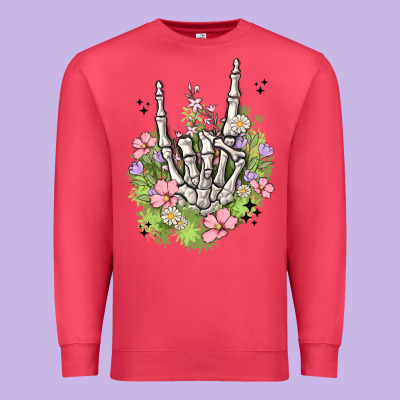 Skeleton Flowers Premium Sweatshirt Designed By Maliassmallbusiness