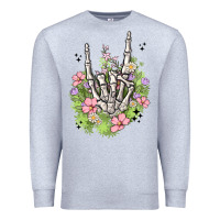 Heather Grey skeleton flowers Premium Sweatshirt - MaliasSmallBusiness