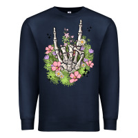 Navy skeleton flowers Premium Sweatshirt - MaliasSmallBusiness