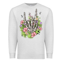 Oatmeal Heather skeleton flowers Premium Sweatshirt - MaliasSmallBusiness