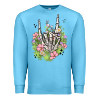 Ocean Blue skeleton flowers Premium Sweatshirt - MaliasSmallBusiness