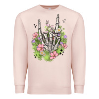 Pale Pink skeleton flowers Premium Sweatshirt - MaliasSmallBusiness