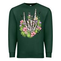 Sports Green skeleton flowers Premium Sweatshirt - MaliasSmallBusiness