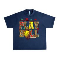 Navy play ball softball Urban Heavy Tee - Zillion Design Studio