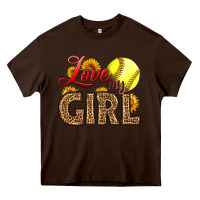 Chocolate Brown Love My Girl Softball Heavy Core Tee - LillyAllenDesigns
