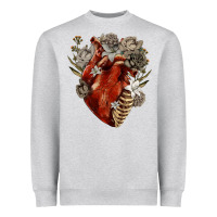 Heather Grey Flower anatomical heart Heavyweight Sweatshirt - RanaPortraitStore