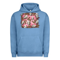 Pigment Pebble Blue Easter Quail Eggs And Leopard Bunny Urban Hoodie - RanaPortraitStore