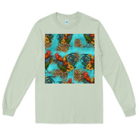 Rooster And Sunflowers Seamless Pattern Long Sleeve Tee | Teevron