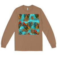 Toasted Coconut rooster and sunflowers seamless pattern Long Sleeve Tee - HRA Design Shop
