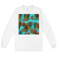 White rooster and sunflowers seamless pattern Long Sleeve Tee - HRA Design Shop