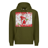 Army Green candy cane gnome Premium Hoodie - MaliasSmallBusiness