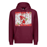 Burgundy candy cane gnome Premium Hoodie - MaliasSmallBusiness