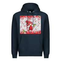Navy candy cane gnome Premium Hoodie - MaliasSmallBusiness