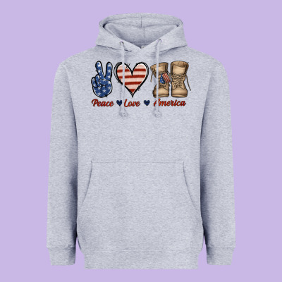 Peace Love America Heavyweight Hoodie Designed By Jasminsmagicworld