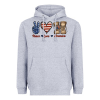 Heather Grey Peace Love America Heavyweight Hoodie - Jasminsmagicworld