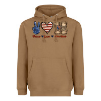 Toasted Coconut Peace Love America Heavyweight Hoodie - Jasminsmagicworld