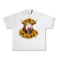 Lunar Rock hereford cow with sunflowers Urban Heavy Tee - RanaPortraitStore
