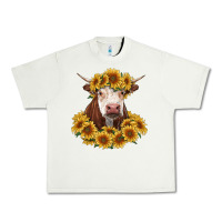 Pistachio hereford cow with sunflowers Urban Heavy Tee - RanaPortraitStore