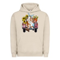 Pigment French Oak Easter truck with bunny sunflowers and eggs Urban Hoodie - RanaPortraitStore