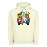 Pigment Pistachio Easter truck with bunny sunflowers and eggs Urban Hoodie - RanaPortraitStore