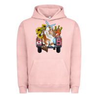 Pigment Salmon Easter truck with bunny sunflowers and eggs Urban Hoodie - RanaPortraitStore