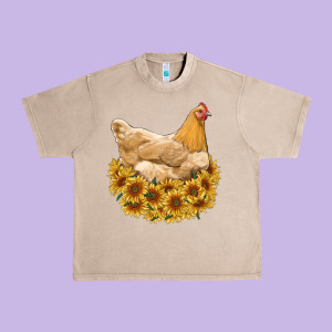 Chicken With Sunflowers Urban Heavy Tee Designed By Ranaportraitstore