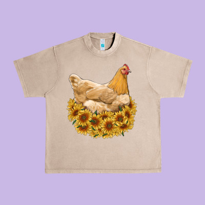 Chicken With Sunflowers Urban Heavy Tee Designed By Ranaportraitstore