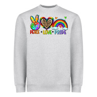 Heather Grey peace love pride Heavyweight Sweatshirt - Zillion Design Studio