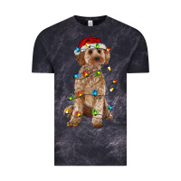 Cloud Black cockapoo with christmas lights Vintage Tee - RanaPortraitStore