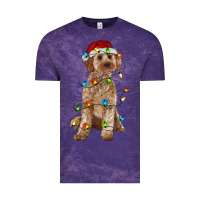 Cloud Purple cockapoo with christmas lights Vintage Tee - RanaPortraitStore