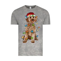 Cloud Rock cockapoo with christmas lights Vintage Tee - RanaPortraitStore