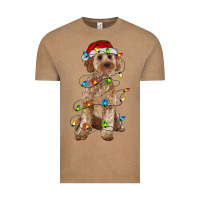 Vintage Coffee cockapoo with christmas lights Vintage Tee - RanaPortraitStore