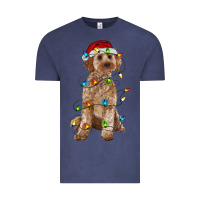 Vintage Denim cockapoo with christmas lights Vintage Tee - RanaPortraitStore