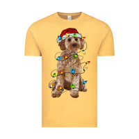 Vintage Mustard cockapoo with christmas lights Vintage Tee - RanaPortraitStore