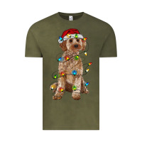 Vintage Olive cockapoo with christmas lights Vintage Tee - RanaPortraitStore